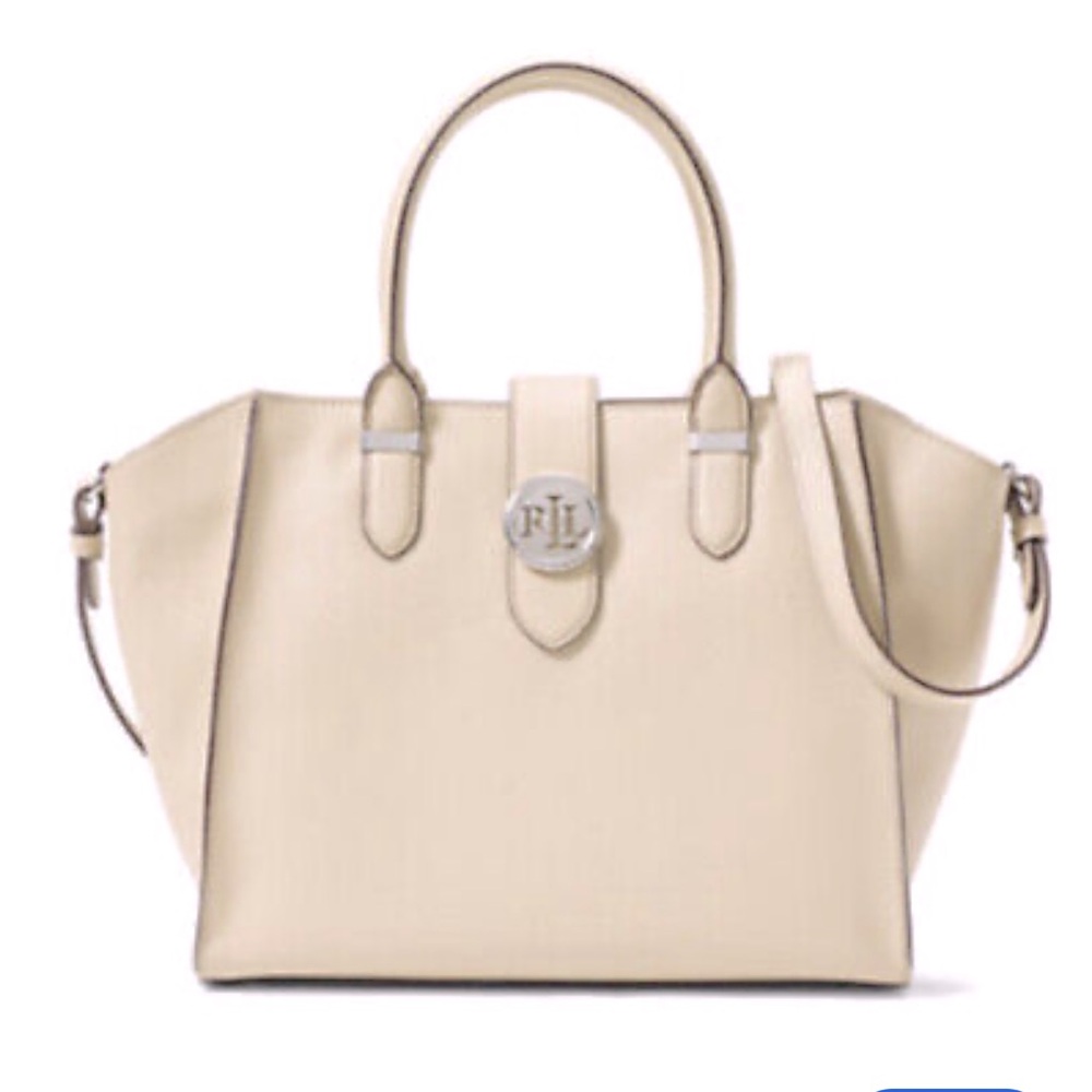NEW Ralph Lauren Charleston large leather shopper laptop tote Natural pricefirm